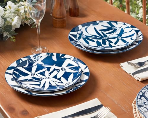 ONEMORE-Dinner-Plates-Set-of-4-85-Inch-Porcelain-Plates-Blue-Salad-Dessert-Plates-Microwave-Dishwasher-Safe-Scratch-Resistant-Small-Serving-Dish-Plates ONEMORE Dinner Plates Set of 4 85 Inch Porcelain Plates Blue Salad Dessert Plates Microwave Dishwasher Safe Scratch Resistant Small Serving Dish Plates