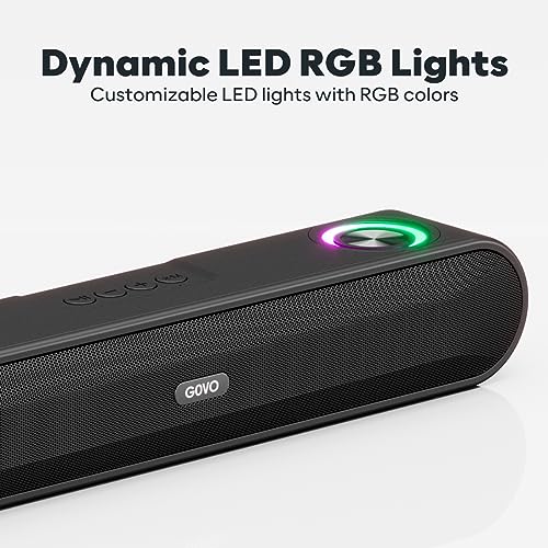 Image of (Refurbished) GOVO GoSurround 220 16W Bluetooth Sound bar, 2000 mAh Battery, 2.0 Channel with 52mm Drivers, Multicolor LED Lights with TWS, AUX, Bluetooth and USB (Platinum Black)