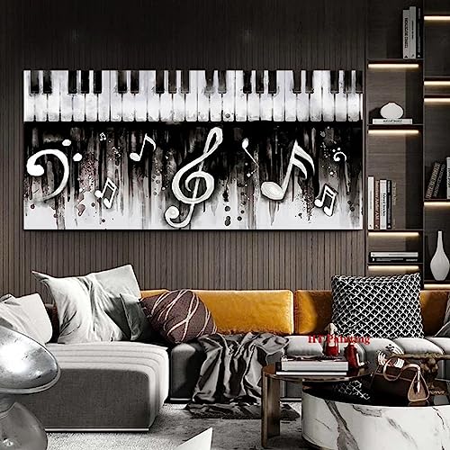 Toile piano coloré pour habiller un grand mur vide de salon avec un cadre intérieur