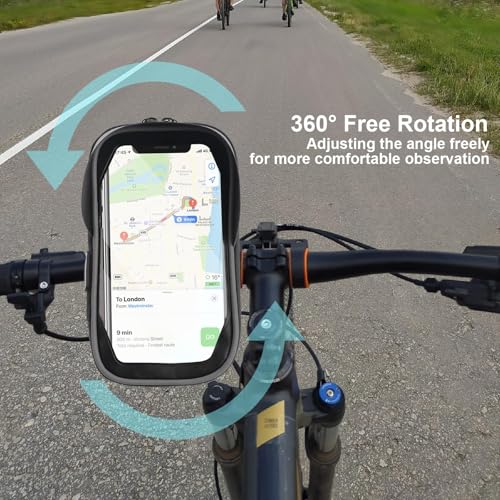 Bike Phone Handlebar Bag Holder Bike Phone Holder Waterproof Bike Bag with Sun-Visor Rain Cover, TPU Touch Screen, Handlebar Mount Bicycle Phone Front Frame Bag Bike Phone Mount for Bike - Thumbnail 6
