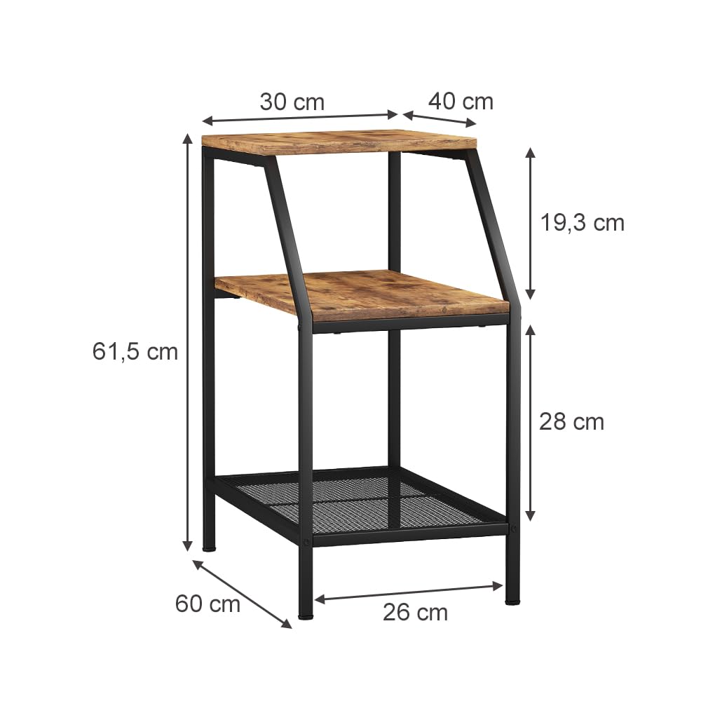 Vicco Tavolino da salotto Fyrk, Rovere rustico, 30 x 60 cm con 2 scomparti aperti, utilizzabile per l'ampliamento di superfici di lavoro o di appoggio