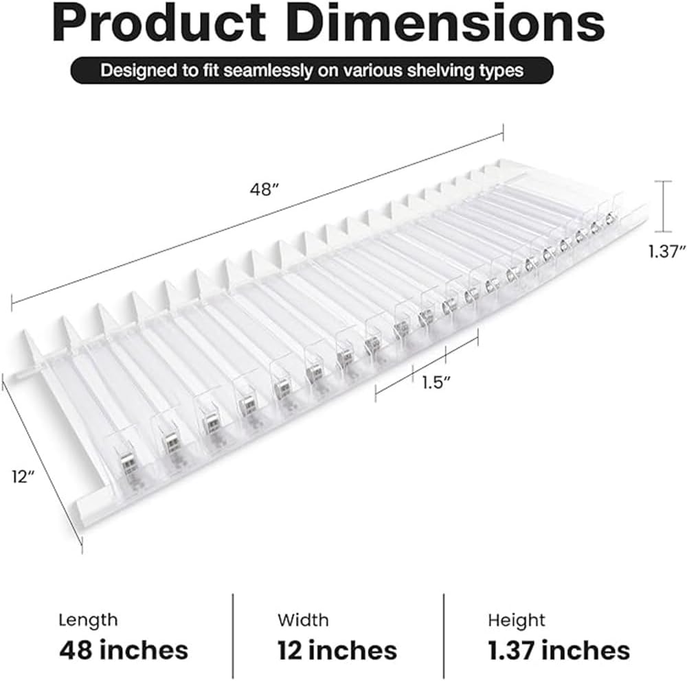 Pack of 3 Dividers for Shelf Pushers - Hardware Accessories for Shop, Convenience Store - Drink, Box & Display Dispenser Organizer - for Gondola Shelves 12" & Above