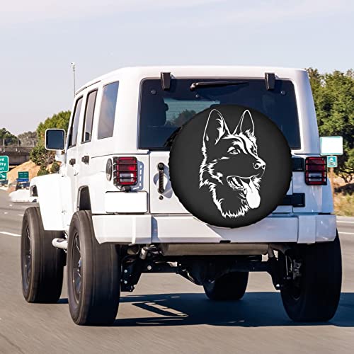 Image of Black German Shepherd Spare Tire Cover Dust-Proof Wheel Tire Cover Fit Trailer, RV, SUV and Many Vehicle 15 Inch