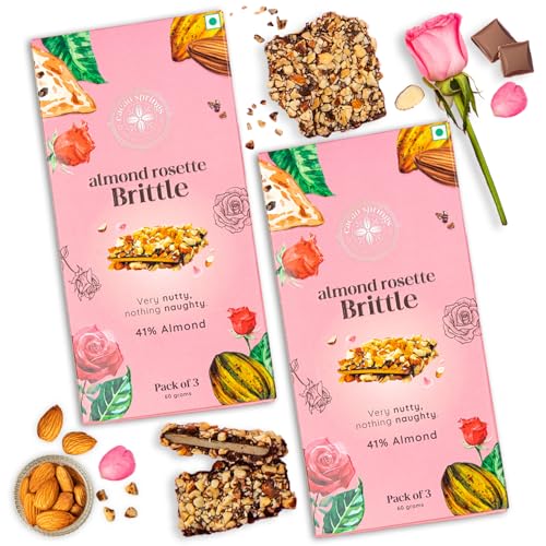 Image of Cacao Springs Premium Almond Rosette Brittle Gift Box, Premium Choco & Nut Delicacy Treats, Great for Snacking, Premium Gift Hamper for Christmas Gifts, 3 Pieces in Each Box, 2 Boxes, 84gm