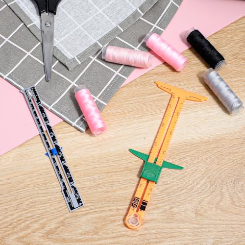 Guduling 2pcs Sewing Gauge Ruler, Sewing Gauge, 5-in-1 Sewing Measuring Tools, T-Shaped Sliding Gauges Measuring Sew Tool, Seams Guide Ruler for Beginner Knitting Crafting Supplies - Thumbnail 7
