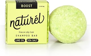 naturél Boost Volumizing Shampoo Bar for Fine & Oily Hair - Lime Oil, Sea Salt, Vegan Zero Waste, Cruelty-Free USA Made