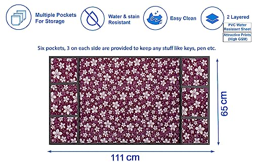 Image of The Furnishing Tree Fridge Top Cover Compatible for Samsung RR26C3893UT /HL, 246 LTR WxL 65x111 in CM Floral Pattern Purple