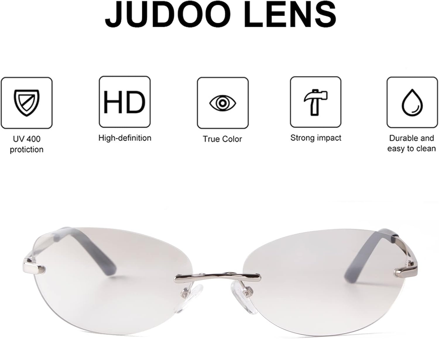 JUDOO Y2K Oval Sunglasses for Men Women 90s Vintage Rectangle Cool Glasses - Image 5
