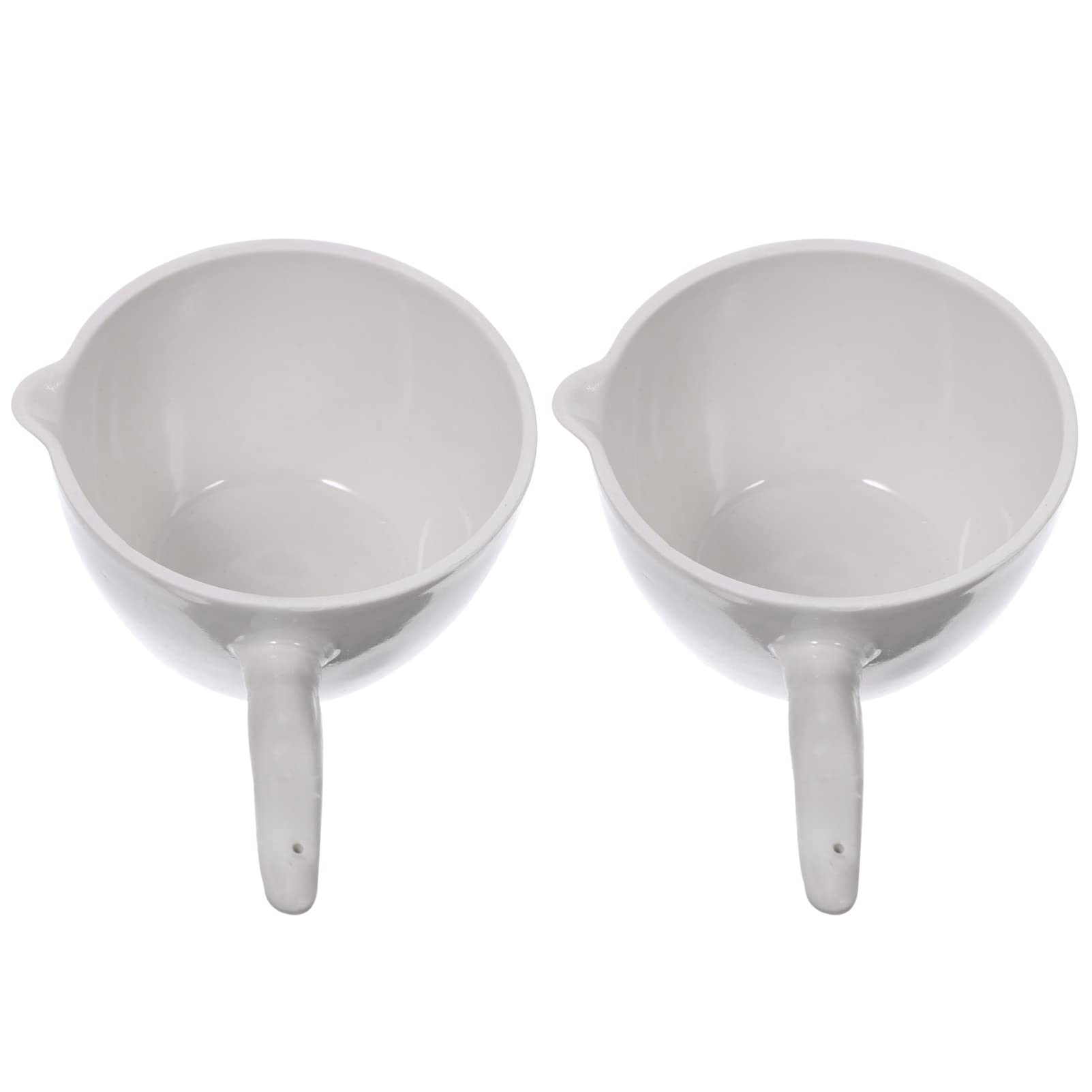 ULTECHNOVO Verdampfungsschalen zum Verdampfen von Flüssigkeiten 2 Stück aus Keramik mit Griff und Ausguss 70ml Volumen Weiß für Labor und Unterricht
