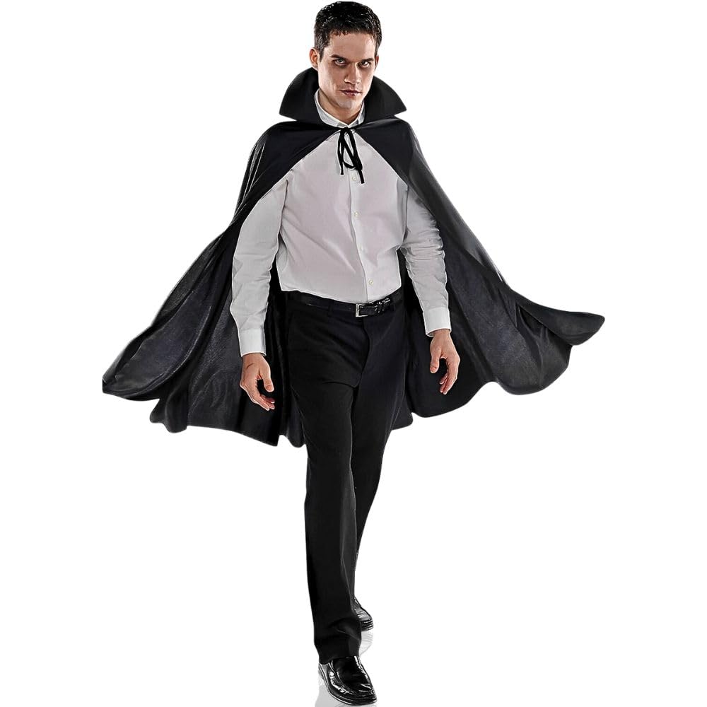 Photo 1 of Black Cape Vampire Costume - One Size Fits Most (1 Count) - Stunning Style for Halloween, Cosplay, & Parties