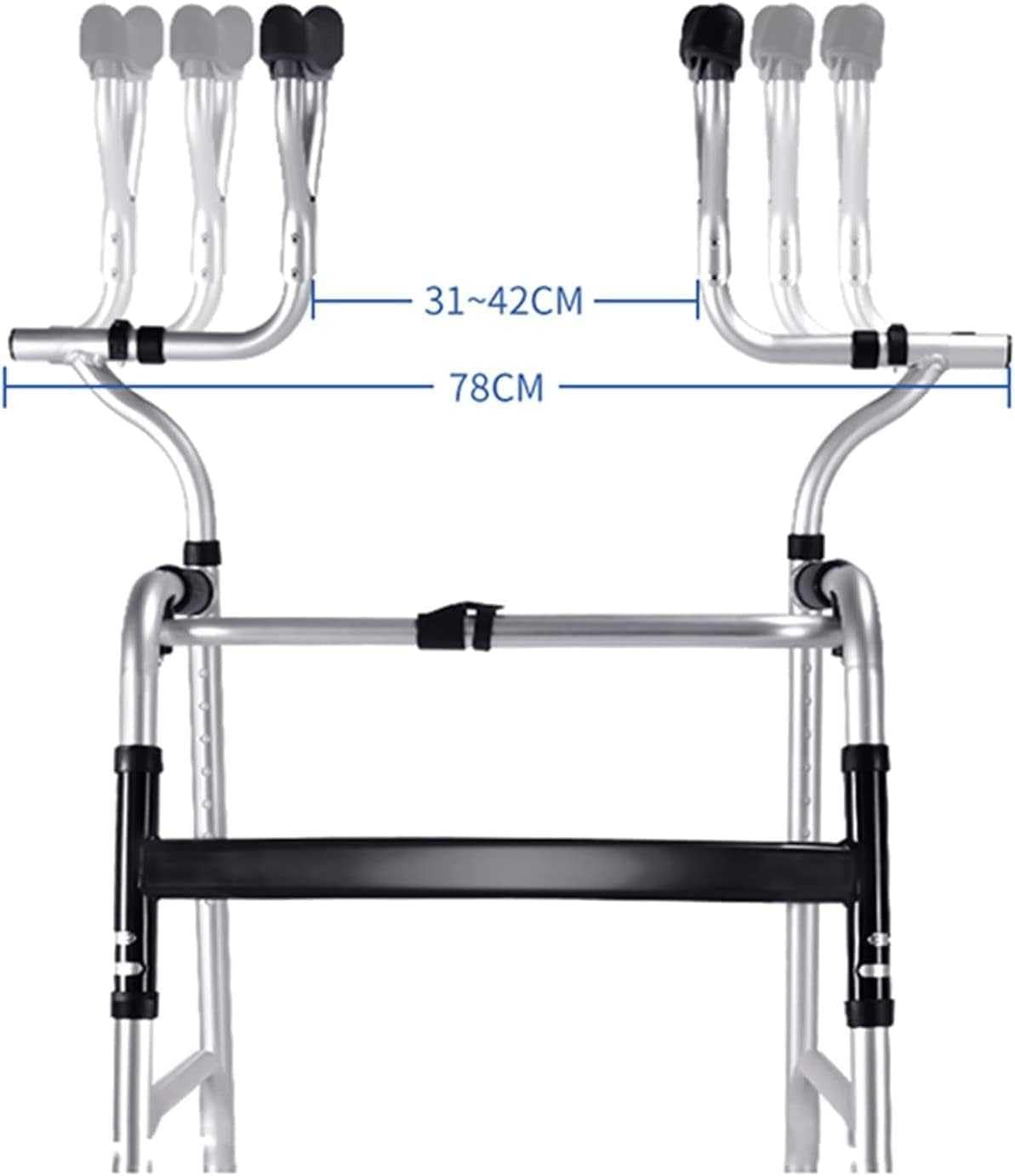 Andador de axilas plegable para ancianos discapacitados, altura ajustable y aleación de aluminio resistente, soporta hasta 180 kg