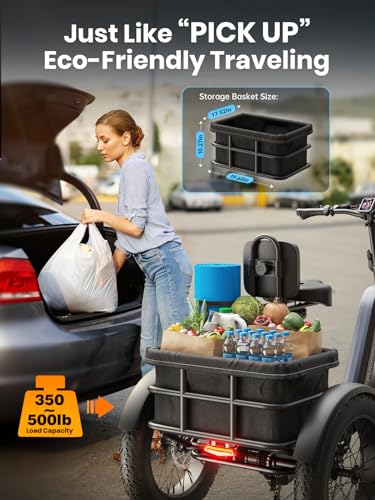 PUCKIPUPPY Electric Tricycle for Adult with 960W Peak Motor,