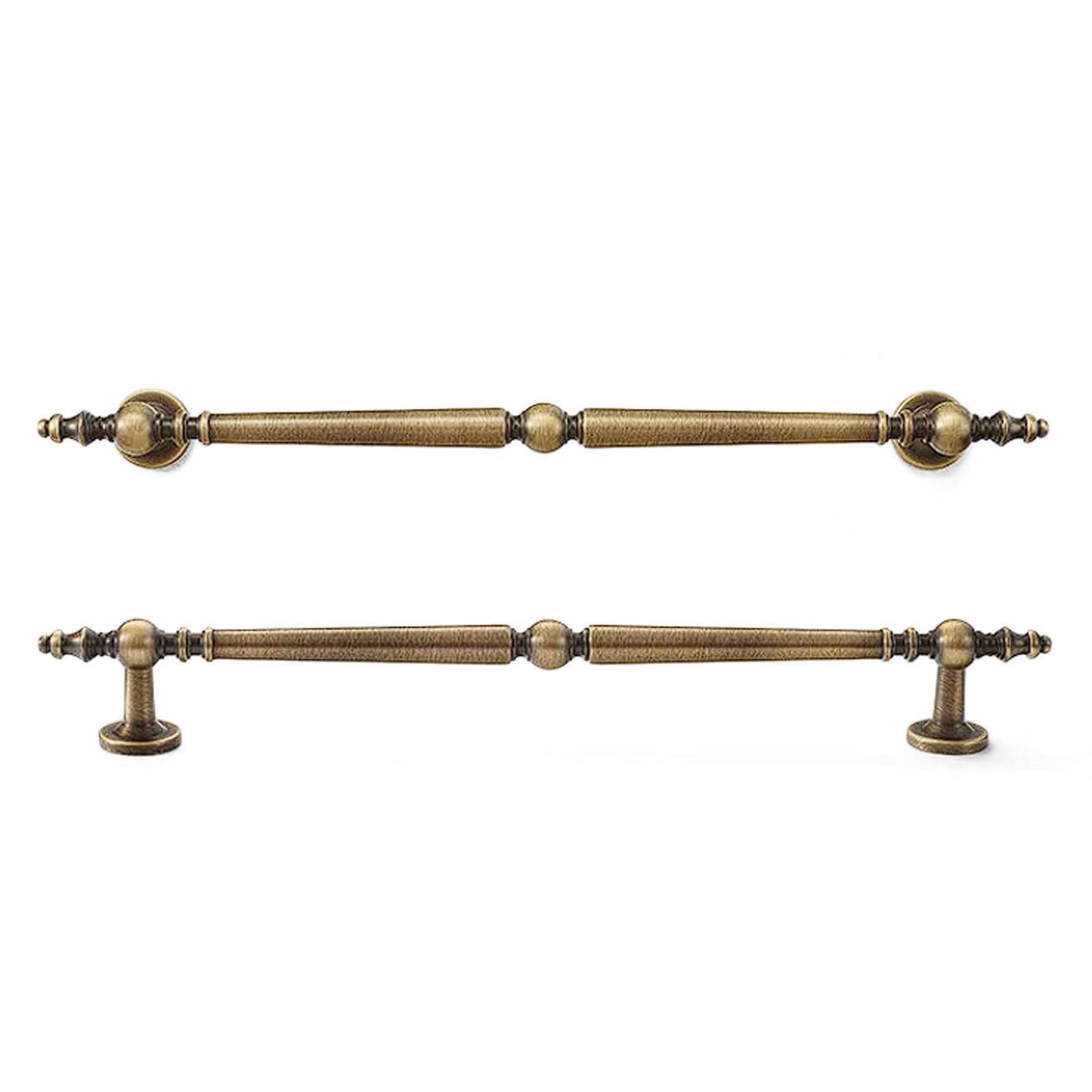 Chenhoju One Color Antique Bronze Brass Cabinet Pulls Round Base, Double Hole Fixing, Multiple Lengths For Wardrobes, Bookshelves Cabinet Pulls(280Mm)