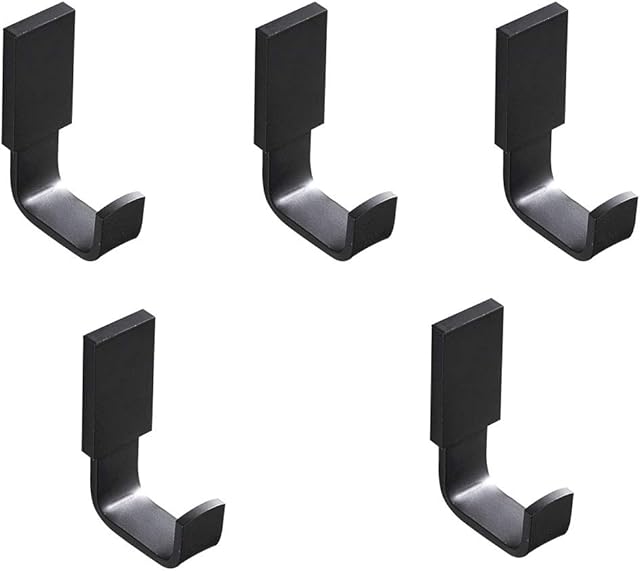 Flybath Coat Hook Brass Robe Towel Hooks Contemporary Style Matte Black Finish Wall Mounted - 5 Pack