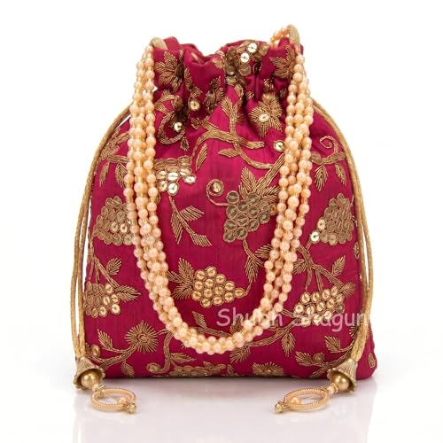 Image of Woman's Silk Hand Work Handbag Potli Bag