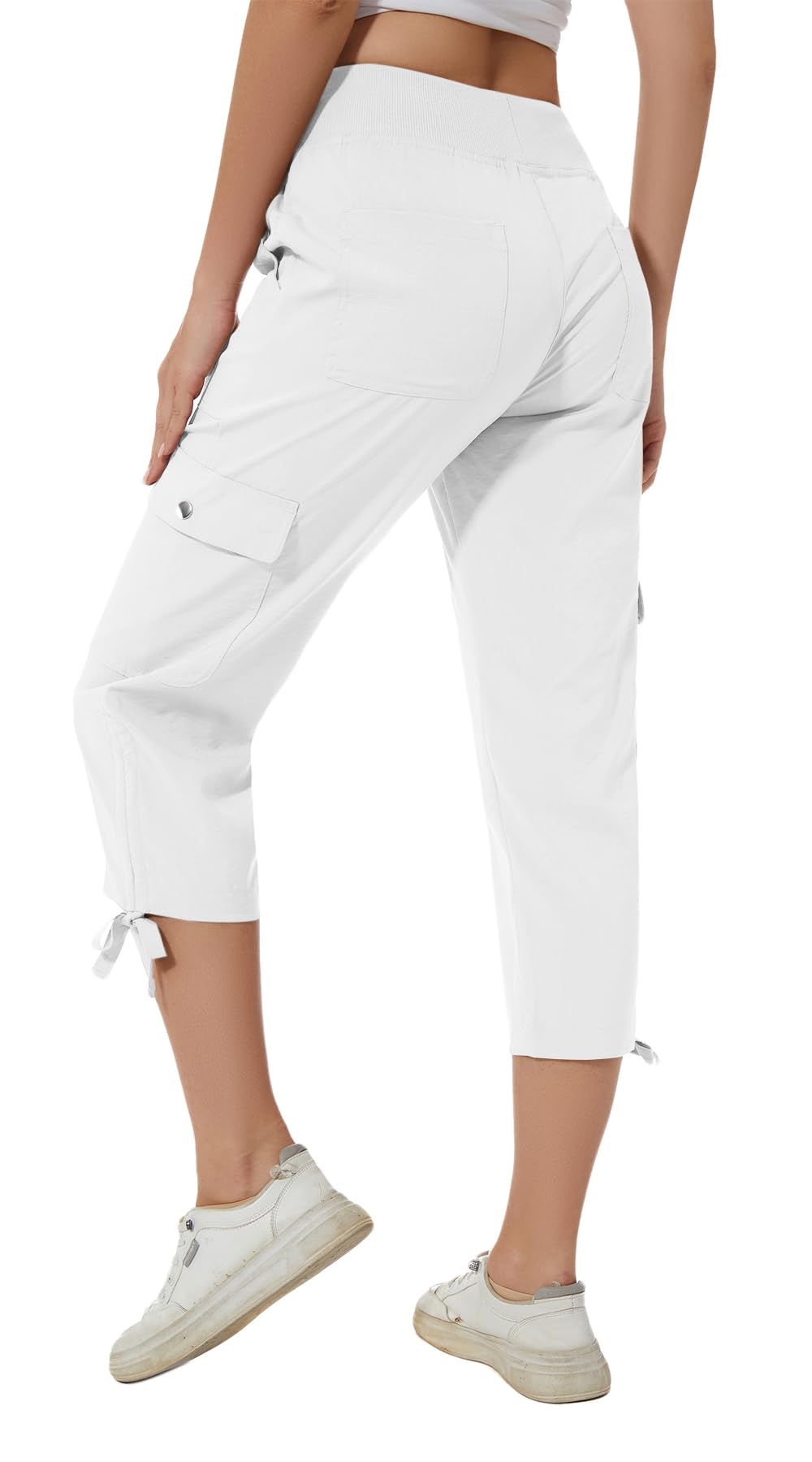 Huayuzh Damen Cargo Caprihose Wanderhose 3/4 Hose Sommer Cargohose Leichte Atmungsaktiv Athletisch Reisen Lässig Outdoorhose