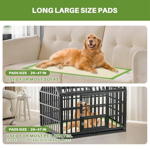 Image of Gardner Pet Dog Pee Pads Extra Large 29 inchx47 inch, XL Thicker ECO Green Disposable Puppy Training Pads Super Absorbent Full Edge-Wrapping Pad for Dogs, Puppies, Cats, Rabbits (50 Count)