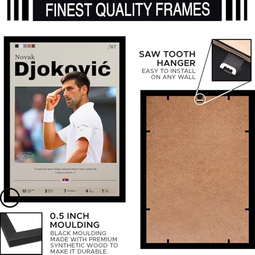 Image of BLINKART Novak Djokovic Tennis Player Synthetic Wood Photo Framed Wall Hanging Poster For Room & Office Bedroom Living Boys and Girl Room Home Wall Hanging(12 * 18 Inches)