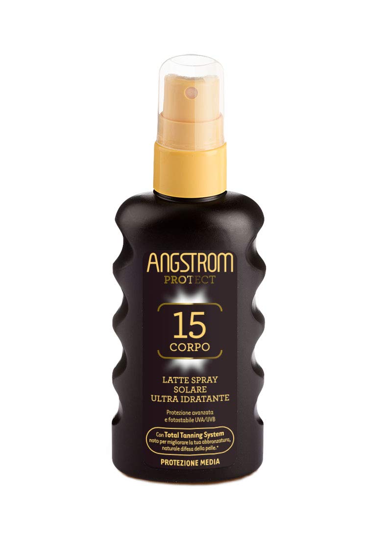 Angstrom Protezione Corpo Latte Spray Solare Ultra Idratante, con Filtri Solari UVA/UVB, Total Tanning System per Migliorare la Naturale Abbronzatura, Dermatogicamente Testato, 175 ml