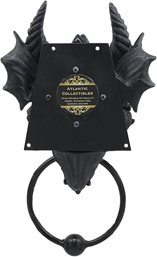 Miniatura 5 de Ebros Gift Gótico Antiguo Dragón Cuernos Wyvern Monarca Guardián Cabeza Aldaba de puerta Mitos y leyendas Calabozos y Dragones Decoración del hogar