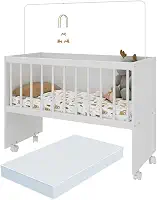 Mini Berço Moisés com Colchão Incluso e Rodízios Multimóveis Mp4381c Branco