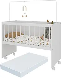 Mini Berço Moisés com Colchão Incluso e Rodízios Multimóveis Mp4381c Branco