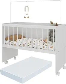 Mini Berço Moisés com Colchão Incluso e Rodízios Multimóveis Mp4381c Branco