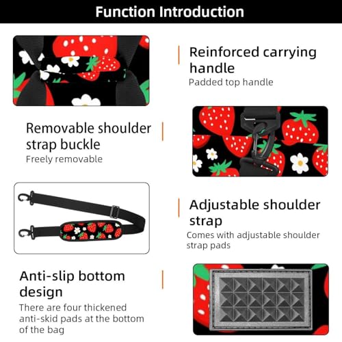 Foldable Travel Duffel Bags for Men and Women, Waterproof Weekender Overnight Gym Bags, Strawberry Flower3