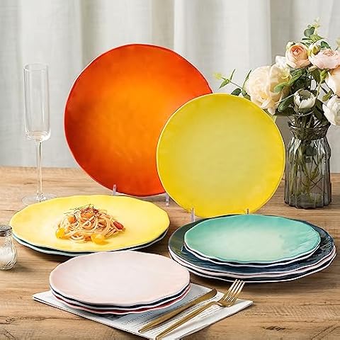 Topmela Melamine Dinner Plate Plastic Bread Outdoor Butter Plates Set of 6 Pcs 9 inch Lightweight Shatter Proof Chip Resistant (Multicolor) Cover