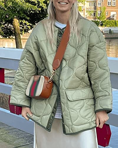 RINTONIX Womens Long Sleeve Button Down Thermal Winter Quilted Jacket Asymmetric Loose Padded Barn Jacket Outerwear2