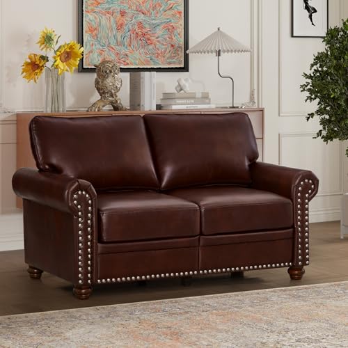 KEIKI 59.45" Chesterfield Sofa, Retro Style Upholstered Faux Leather PU