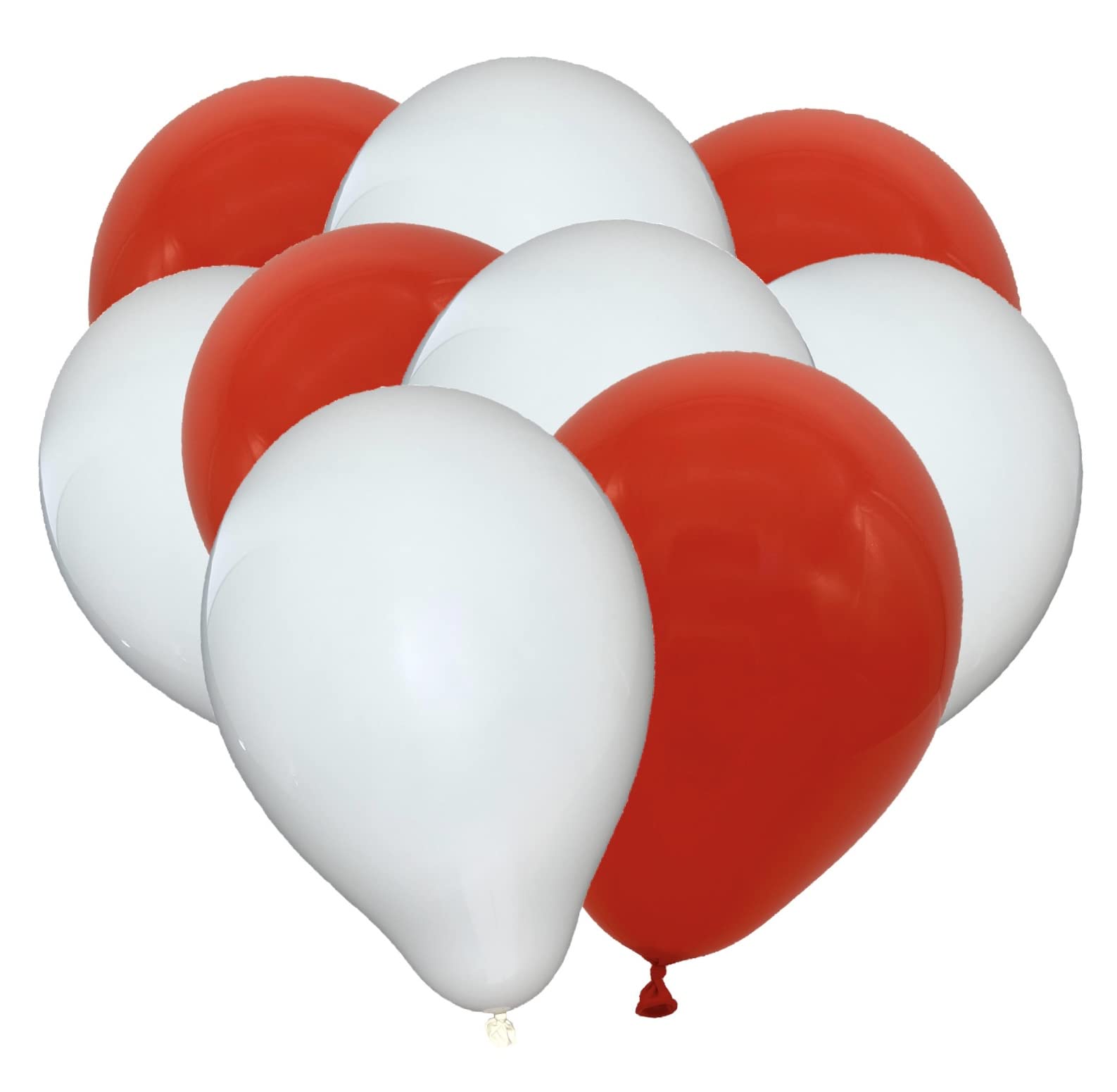 50 Balloons - 50 Balloons - Red - White - Natural Latex Balloons for Birthdays, Children's Birthdays, Parties, Weddings and Festivals, Air & Helium, EU Manufacture