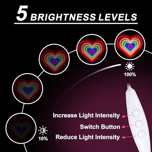 Image of Rainbow Heart Neon Sign Romantic Love LED Light Gift Anniversary for Lover Valentines Gift Idea Home Wall Art Room Decoration, 15.7 inchx13.4 inch