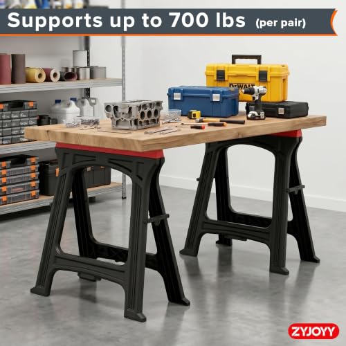 ZYJOYY Folding Plastic Sawhorse 2-Pack