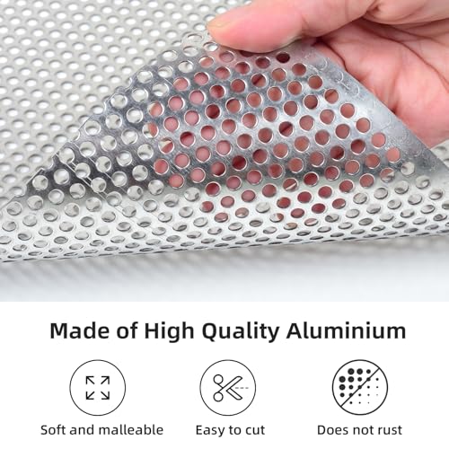 Image of AggAuto Universal 40 inchx13 inch Car Grill Mesh - Aluminum Alloy Automotive Grille Insert Bumper Perforated Metal Sheet Round Hole 4mm, One of the Most Multifunctional Shape Grids 100x33cm Silver