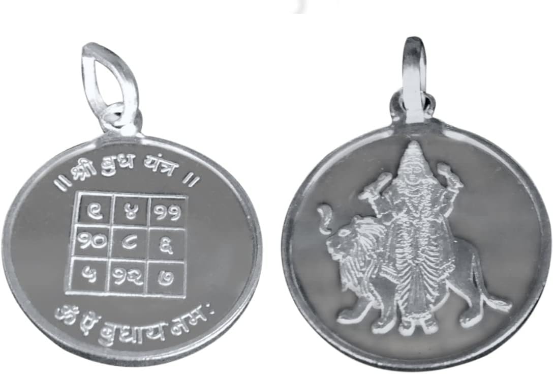 Vishaka Arts Buddha Graha/Mercury Planet Yantra Pendant In Pure Silver 999 Blessed And Energized Locket