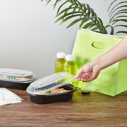 Image of Restaurantware-Chef 101 32 Ounce Meal Prep Containers, 100 Microwavable To Go Containers With Lids - Disposable, Freezable, Black Plastic Oval Food Containers, Pack Hot And Cold Food, For Takeaway