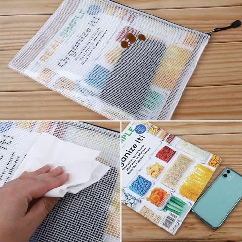 Image of EOOUT 24pcs Mesh Zipper Pouch Bags, Plastic Zipper Bag for Organizing 13.5x9.5 Inches Letter Size, A4 Size, for Office Supplies