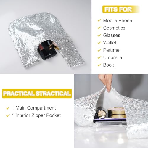 Image of Eternal Beauty Sequin Wristlet Bag, Reinforced Sparkly Evening Clutch for Wedding Guest, Cruise & Prom Mini Purse