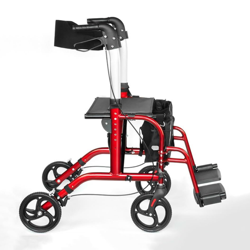 Andadores para Personas Mayores con 4 Ruedas,andador para exteriores,Andador para ancianos de aluminio plegable,Rollator,Andador para Ancianos con Asiento A