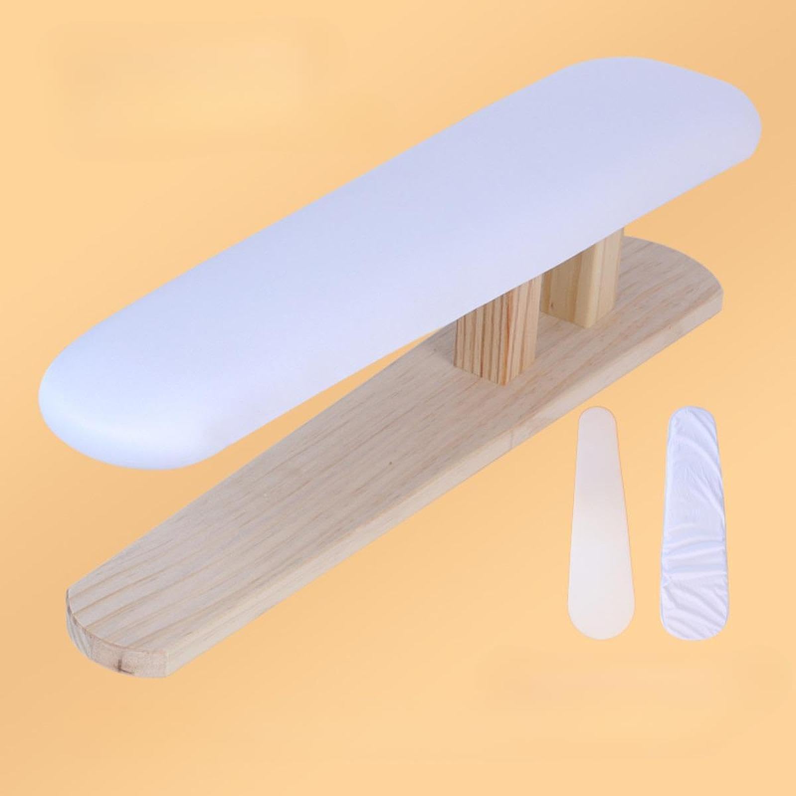 Tischbügelbrett, Bügelhocker, Hitzebeständiges Bügelbrett mit Holzbasis Zum Hantieren mit Kleidung, Kragenmanschetten Im Waschraum, Weiß 57cmx13cmx16cm