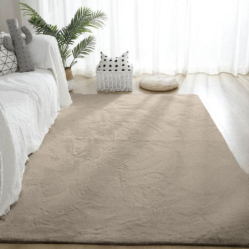 Jun Wei Carpet Soft Rabbit Fur Area Rug Carpet Living Room Bedroom Rugs And Mats Rectangle Soft Touch Carpet 80X200 Cm Dark-Beige