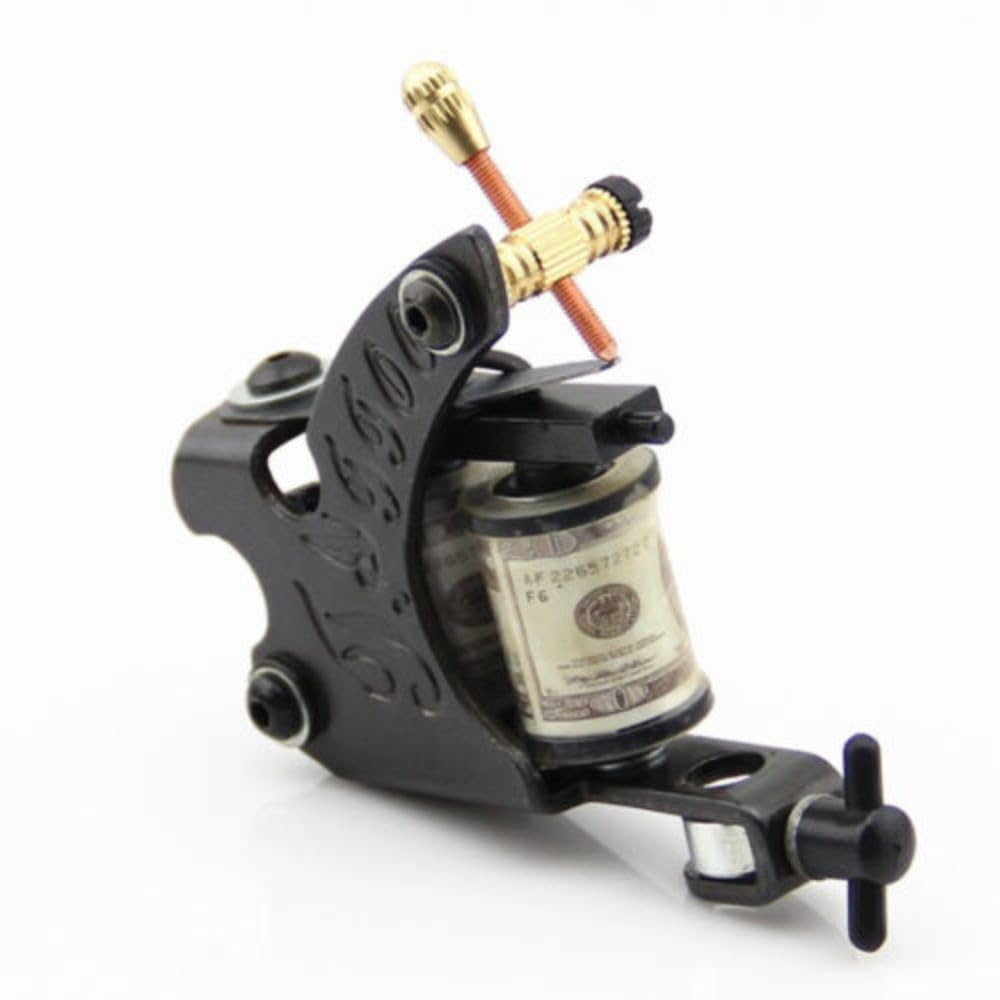 1 Pcs Of Affordable Pro Black Steel Tattoo Machine 10 Wrap Coils For Liner Shader