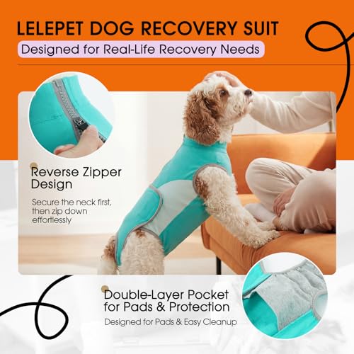 Image of Lelepet Dog Surgery Recovery Suit Onesie for Female Spay & Male Neuter 2XL