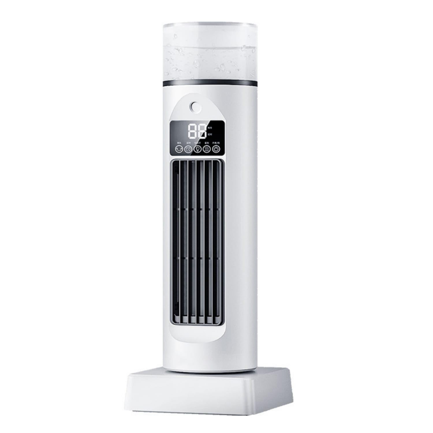 Transparent Water Tank Bladeless Cylindrical Air Cooler Digital Display Desktop Air Cooler Touch Buttons Home Cooling Appliance Compact for Floor-Standing, White|Portable Fans|Home & Garden-image-3