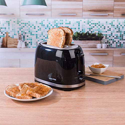 Salter EK2937 Deco 2-Slice Toaster, 850 W, 7 Levels Variable Browning Control, Auto-Centre, Defrost/Reheat/Cancel, Anti-Jam Function, Removable Crumb Tray, Black Main Image Salter EK2937 Deco 2-Slice Toaster, 850 W, 7 Levels Variable Browning Control, Auto-Centre, Defrost/Reheat/Cancel, Anti-Jam Function, Removable Crumb Tray, Black Main Image