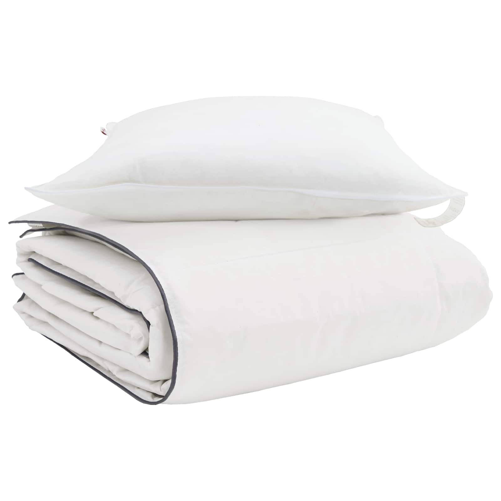 Duvet zimowy z poduszką, 2 sztuki, biały puch kaczki, 220 x 140 cm | Wypełnienie Premium, pikowany wzór, można prać w pralce, kompletny zestaw do spania