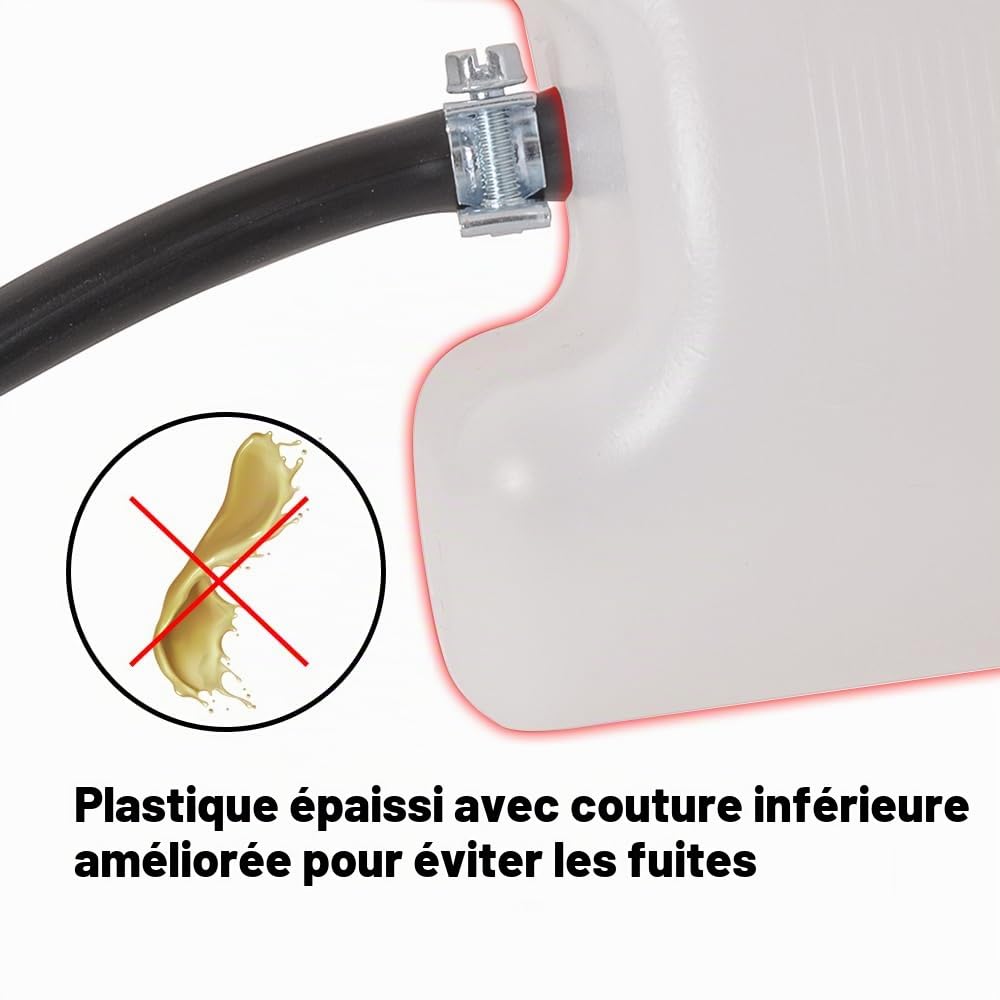 Oldbones Réservoir auxiliaire de gaz Réservoir universel pour moto Kit d'outils de réparation de réservoir de gaz Récipient de carburant 2L avec tuyau de carburant et soupape d'arrêt
