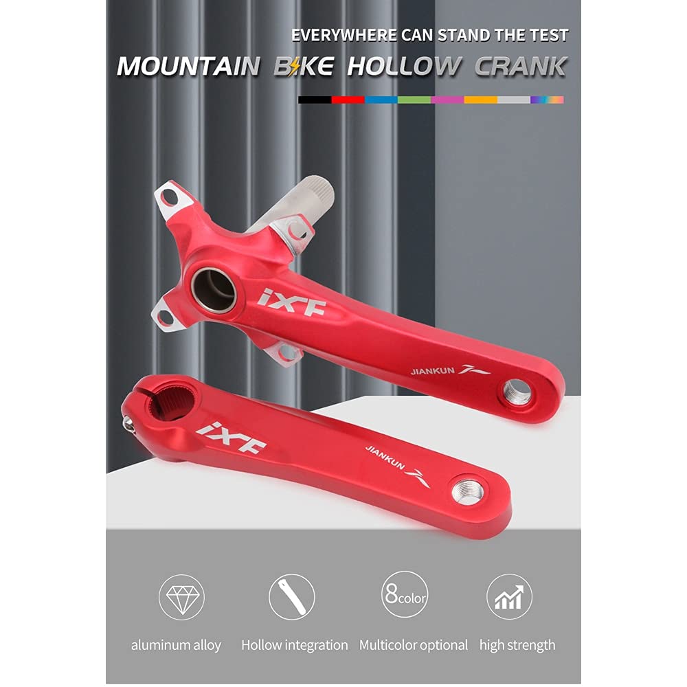 104 BCD Mountain Bike Guarnitura singola velocità, 170 mm MTB Square conico guarnitura di ricambio per pedivella della bicicletta Set (rosso)