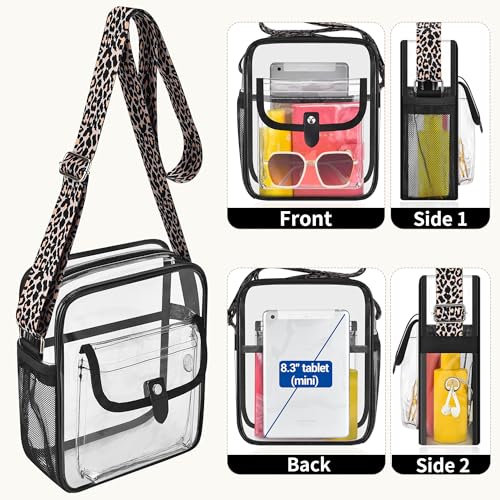 Image of SPODEARS Clear Crossbody Bag for Stadium, Concert, Festival & More - Adjustable Shoulder Strap & Bottle Holder